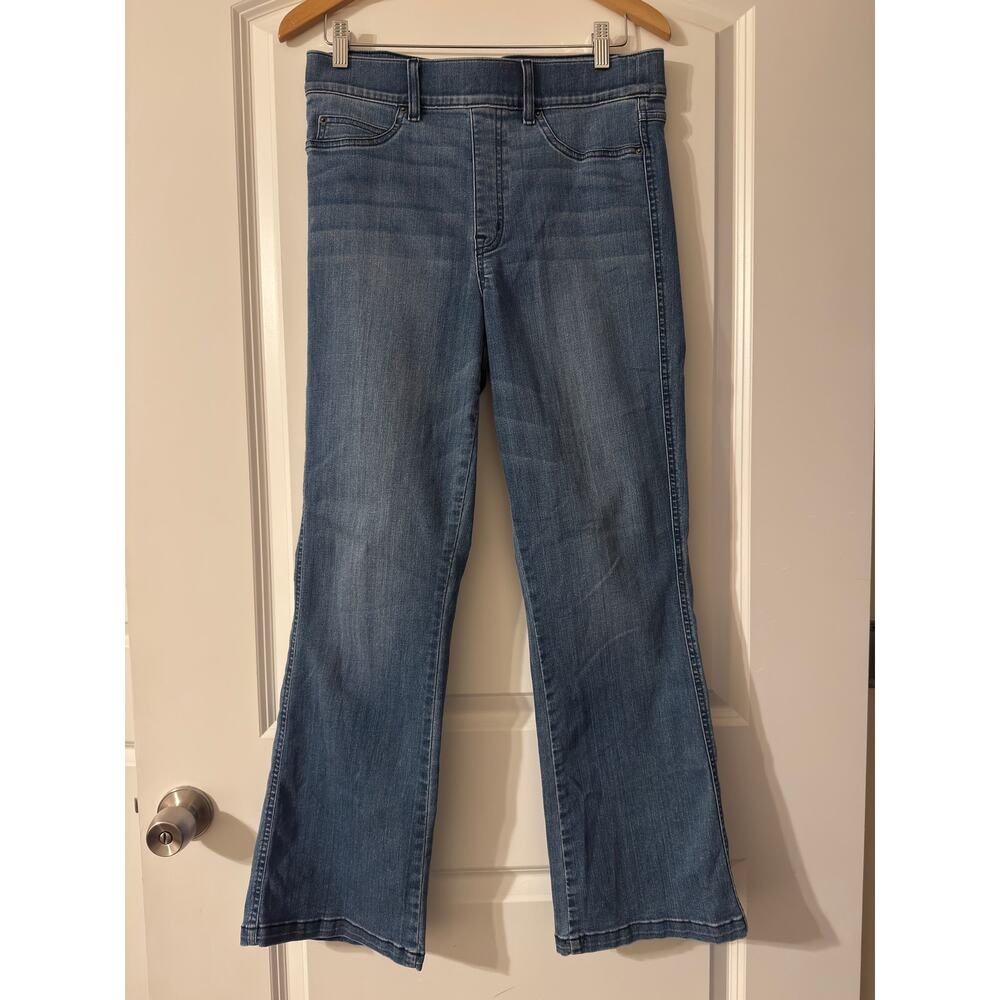 SPANX High Rise Straight Leg Pull-On Jeans Medium Wash Blue Size: Large